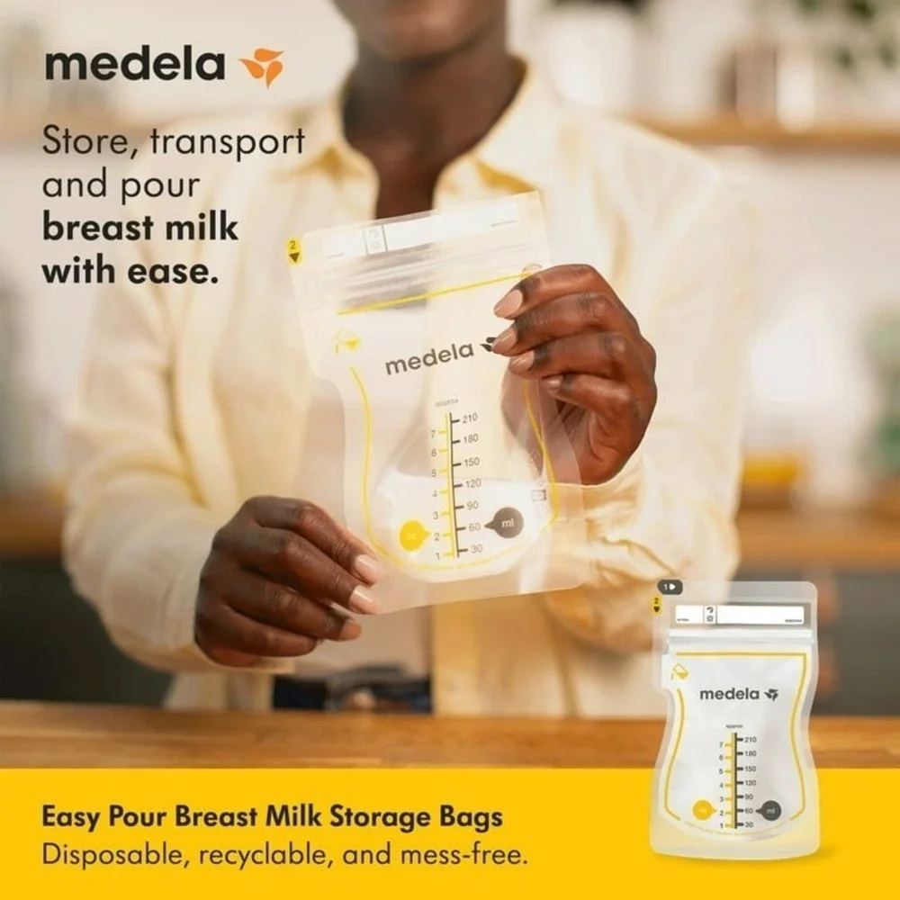 Medela Easy Pour Breastmilk Storage Bags 100 Count 7oz/210ml Disposable